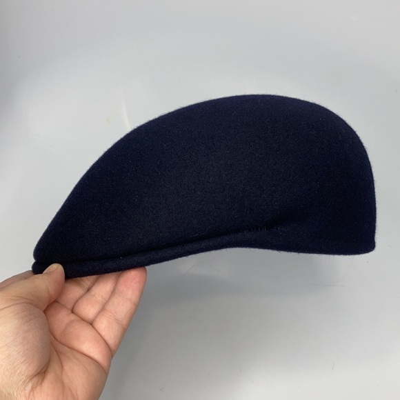 100% wool felt classic hat navy blue made in Czech Republic size large - Picture 3 of 7
